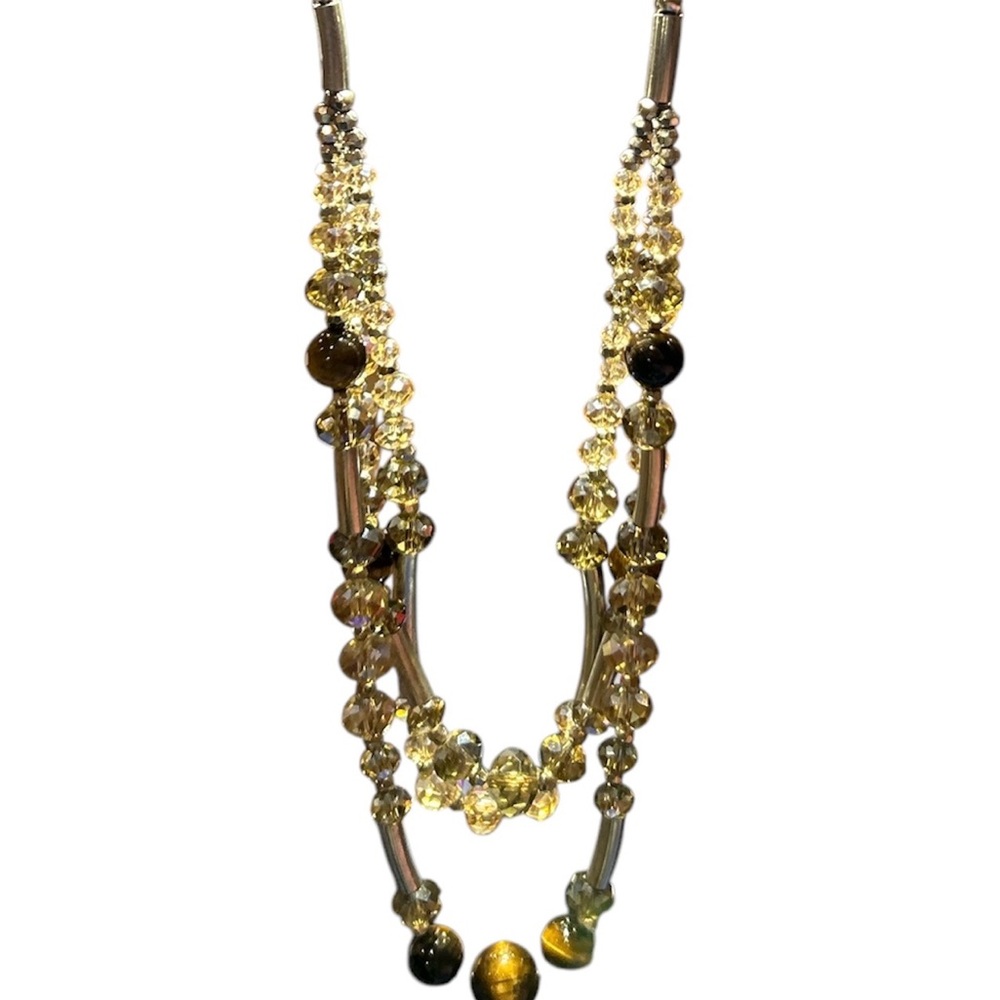 Loft Silver Tone 3 Strand Beaded Necklace